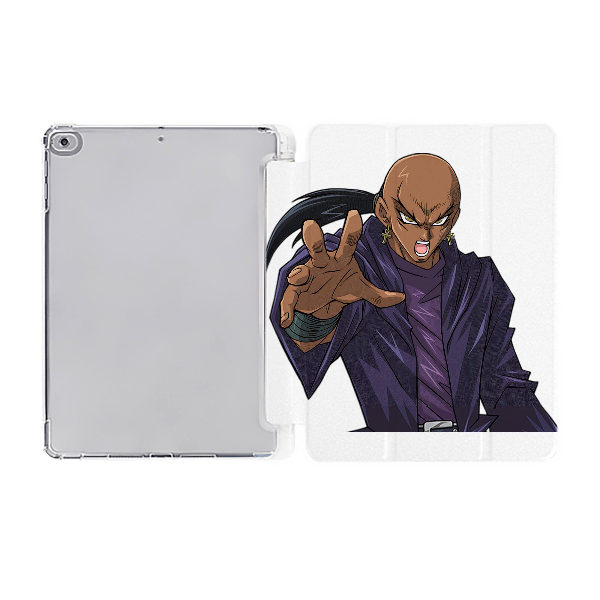 （画像用） 遊☆戯☆王 Yu-Gi-Oh! IPad ケース ペン収納付き 三つ折りスタンド PUレザー×シリコン 対応機種9.5/10.5/10.9インチ
